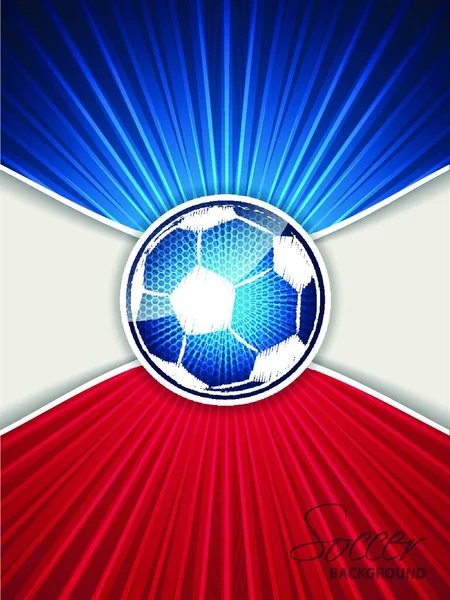 Abstrakte Blau Rote Fußball Broschüre Vorlage Mit Platzend Gekritzeltem Ball — Stockvektor