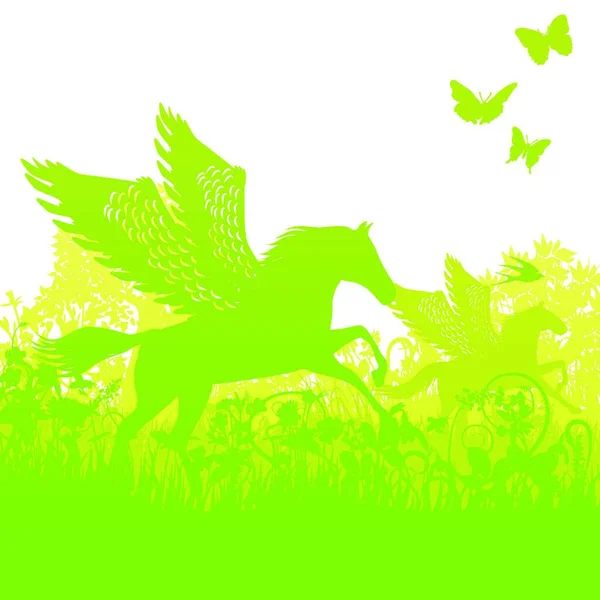 Pegasus Mit Flügeln Dickicht — Stockvektor
