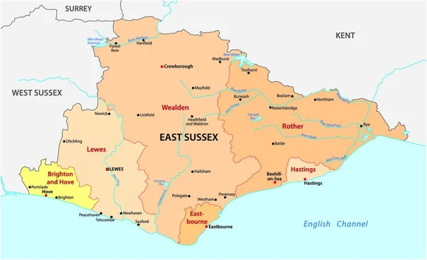 Διανυσματικός Διοικητικός Χάρτης Της Κομητείας East Essex Αγγλία — Διανυσματικό Αρχείο