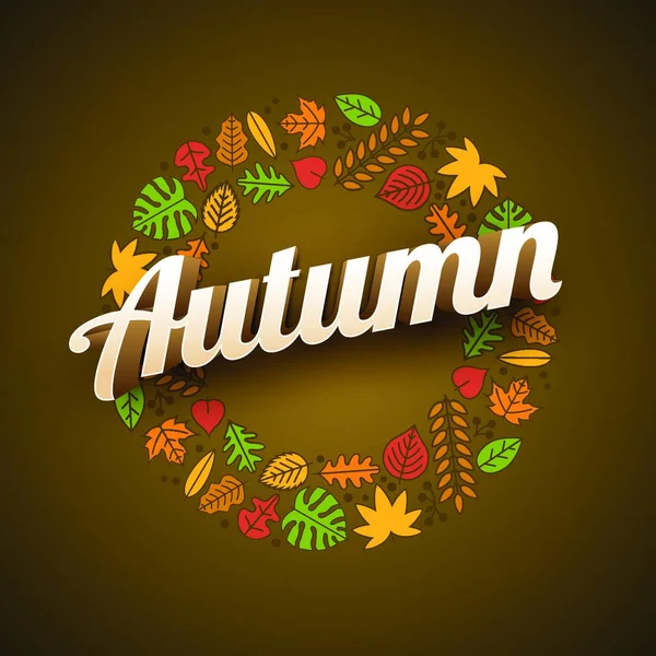 Vector Autumn Frame Various Leaf Icons — Stock Vector