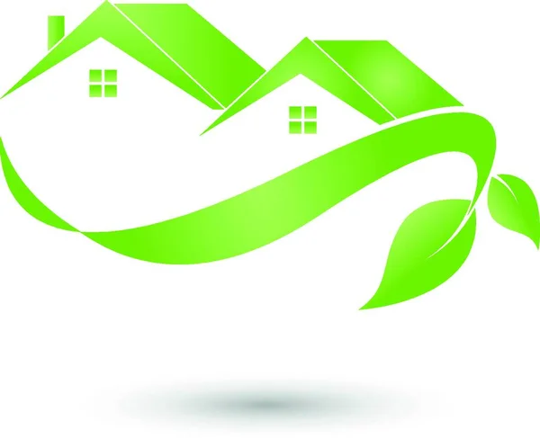 Maison Plante Feuilles Arbre Logo — Image vectorielle