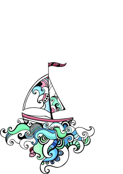 Illustrazione Vettoriale Una Barca — Vettoriale Stock