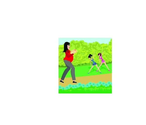 Exercices Dans Parc — Image vectorielle
