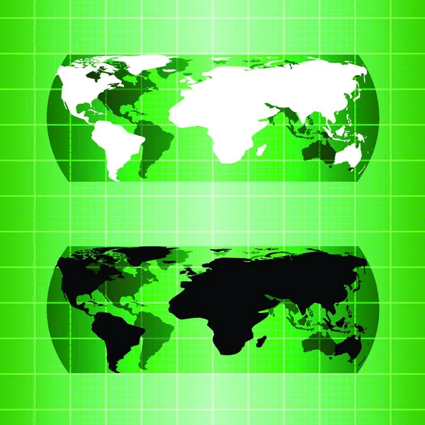 Silueta Verde Globo Mapa Material Diseño Vector Ilustración — Vector de stock