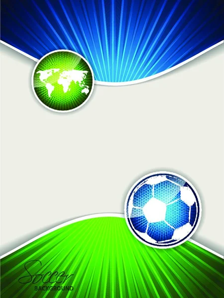 Abstracte Voetbal Brochure Template Met Barstende Blauwe Gekrabbelde Bal Barstende — Stockvector