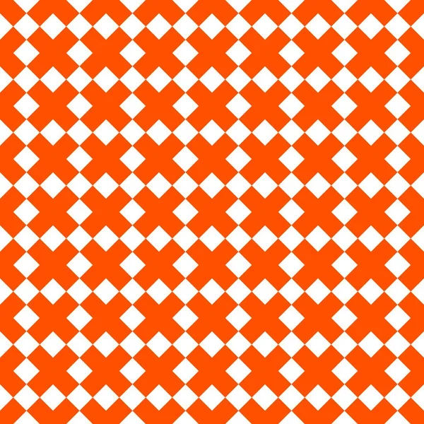 Tile Orange White Cross Vector Pattern Seamless Wallpaper Background Decoration — Stock Vector