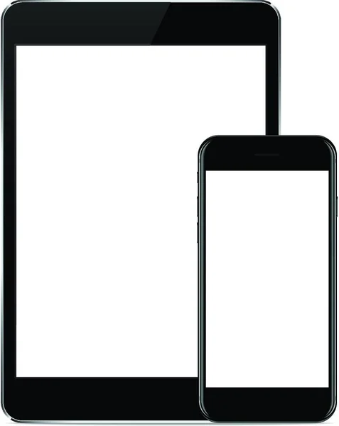 Design Vetorial Simular Telefone Tablet Cor Preta Fundo Branco — Vetor de Stock