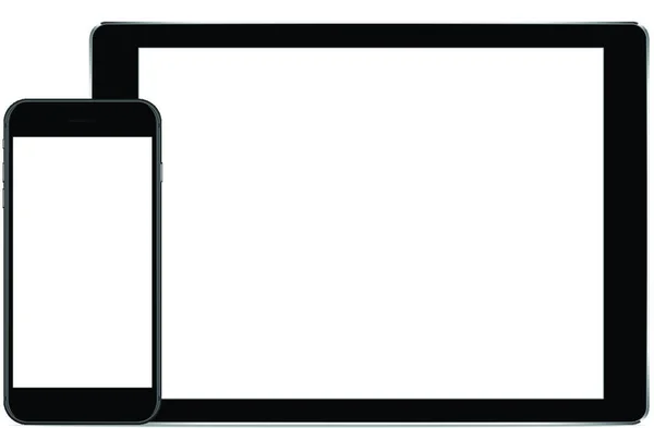 Vetor Simular Telefone Tablet Cor Preta Fundo Branco —  Vetores de Stock