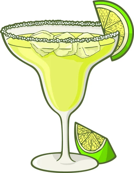 Margarita Koktél Illusztráció Lime Szelet — Stock Vector