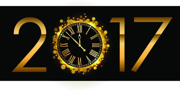 Vecteur 2017 Happy New Year Fond Avec Horloge — Image vectorielle