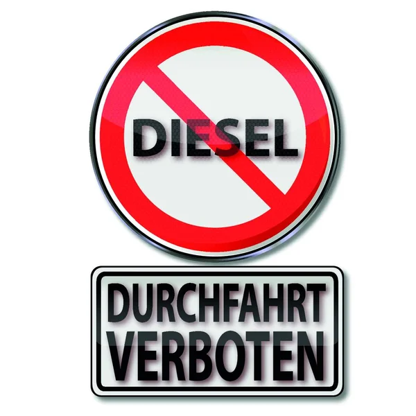 Shield Passage Prohibited Diesel Vehicles — Stock Vector
