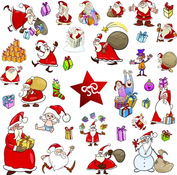 Γελοιογραφία Εικονογράφηση Των Χριστουγέννων Design Elements Set — Διανυσματικό Αρχείο