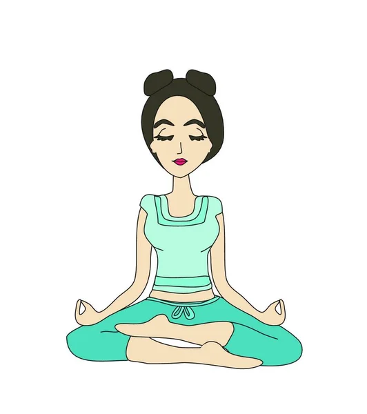 Chica Yoga Posición Loto — Vector de stock