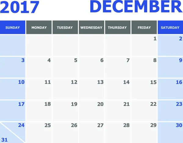 2017 Semana Calendário Começa Domingo Meses Definido Vetor Estoque — Vetor de Stock