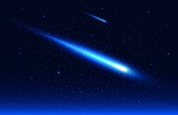 Ilustração Vetorial Dois Cometas Céu Espacial Estrelado Elementos São Colocados —  Vetores de Stock