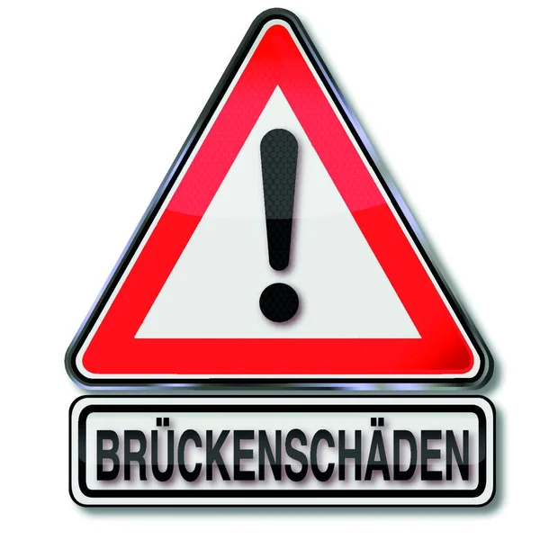Verkehrszeichen Mit Beschädigung Der Brücke — Stockvektor