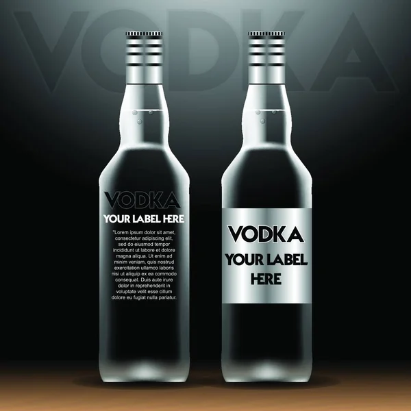 Mockup Bottiglie Vodka Vettoriale Con Vostra Etichetta Qui Testo Bottiglia — Vettoriale Stock