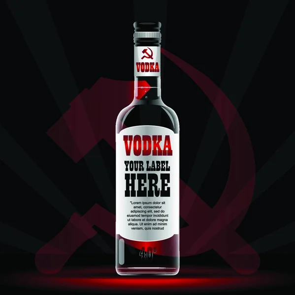 Vector Vodka Bottle Mockup Your Label Here Text Silver Bottle — Stock Vector