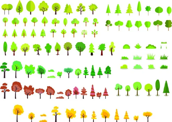 Different Type Vector Trees — Stock Vector