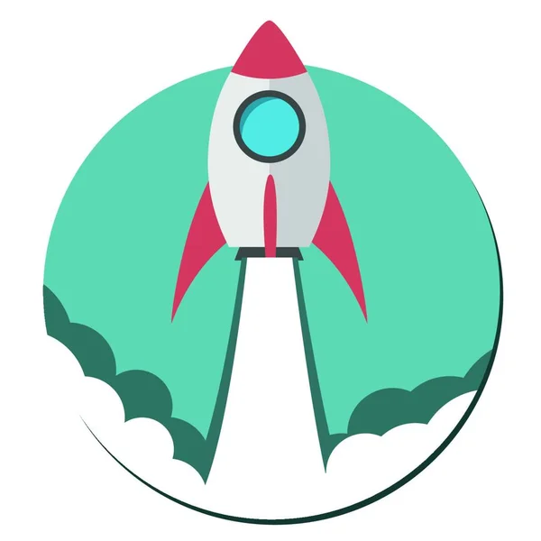 Lançamento Foguete Startup Ícone Plano —  Vetores de Stock