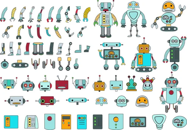 Колекція Каракулів Роботів Елементів — стоковий вектор