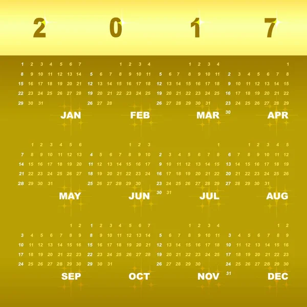 Ontwerp 2017 Kalender Template Voor Het Bedrijfsleven Voorraad Vector — Stockvector