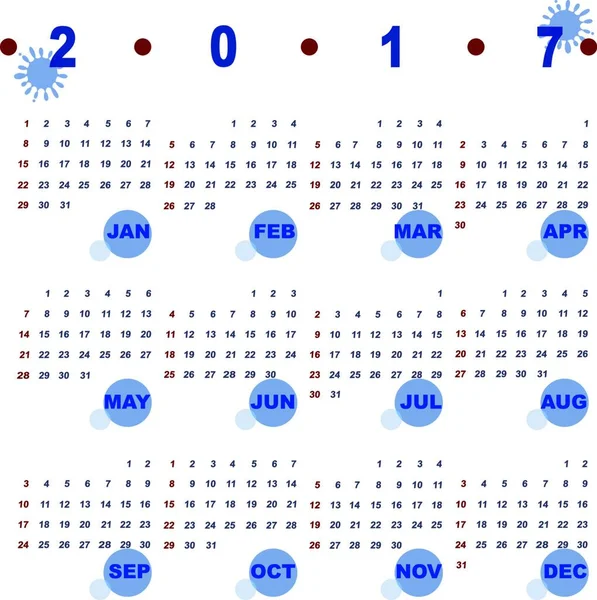 Diseño 2017 Plantilla Fondo Calendario Vector Stock — Archivo Imágenes Vectoriales