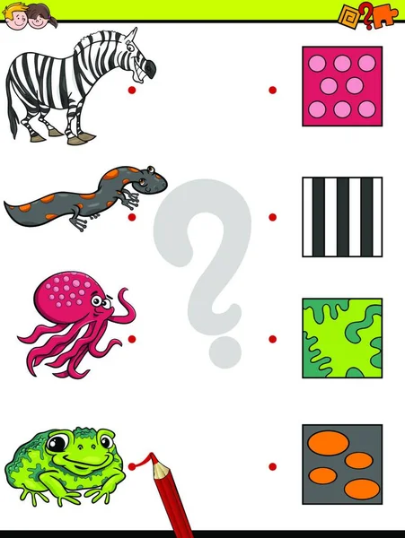 Cartoon Illustration Education Picture Matching Game Für Kinder Mit Tierfiguren — Stockvektor