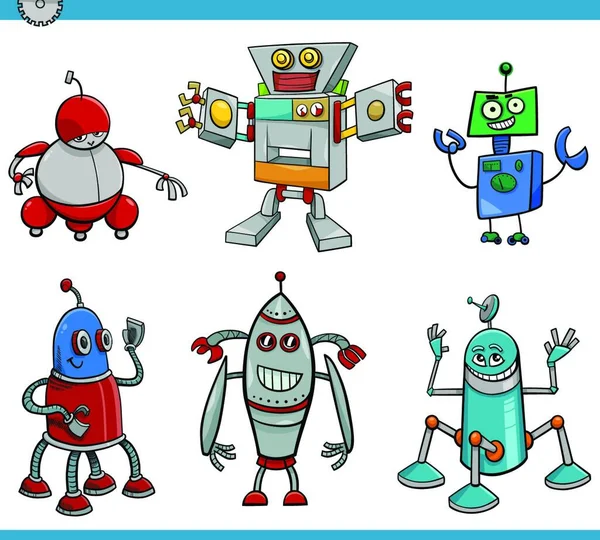 Мультфільм Ілюстрація Робот Або Набір Символів Droid Фантазія — стоковий вектор