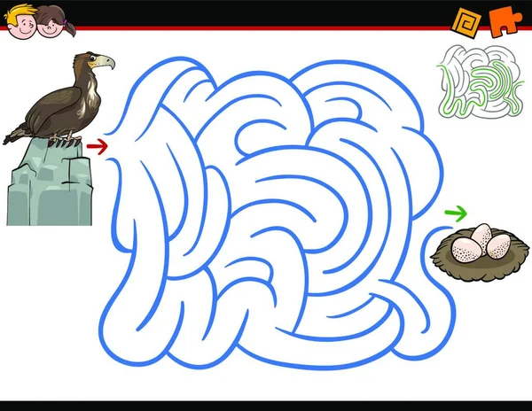 Cartoon Illustration Education Labyrinth Oder Labyrinth Activity Game Für Kinder — Stockvektor