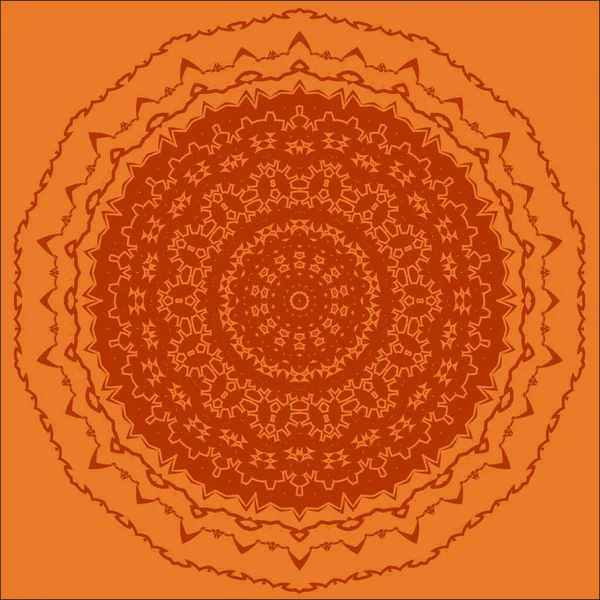 Mandala Απομονώθηκε Πορτοκαλί Φόντο Στρογγυλή Διακόσμηση — Διανυσματικό Αρχείο