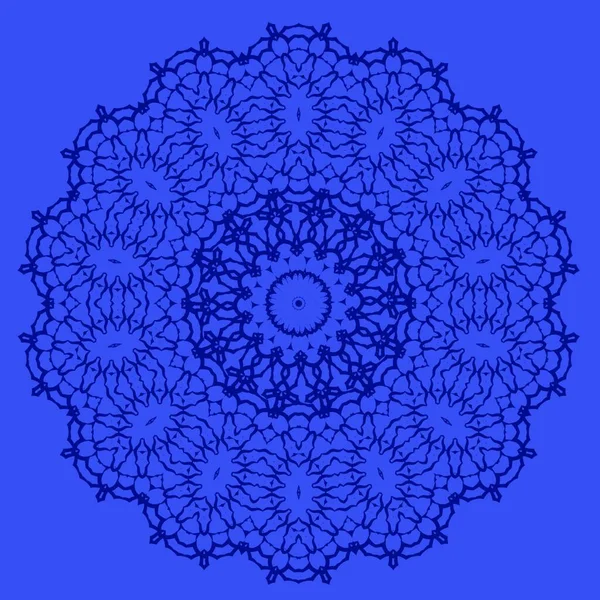 Мандала Изолирована Голубом Фоне Круглый Орнамент — стоковый вектор