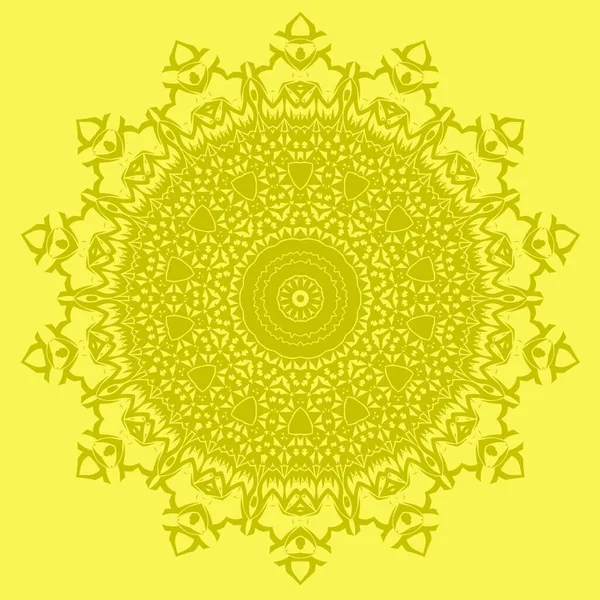 Mandala Isolé Sur Fond Jaune Ornement Rond — Image vectorielle
