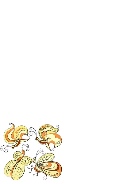 Ілюстрація Чотири Різні Метелики Білому Тлі — стоковий вектор