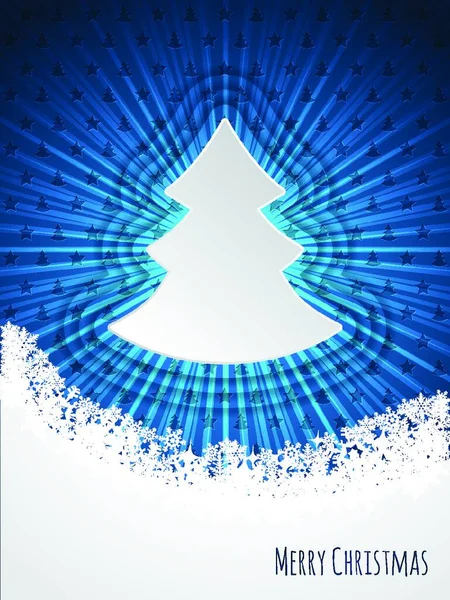 Diseño Tarjeta Felicitación Navidad Azul Con Árbol Navidad Reventado — Vector de stock