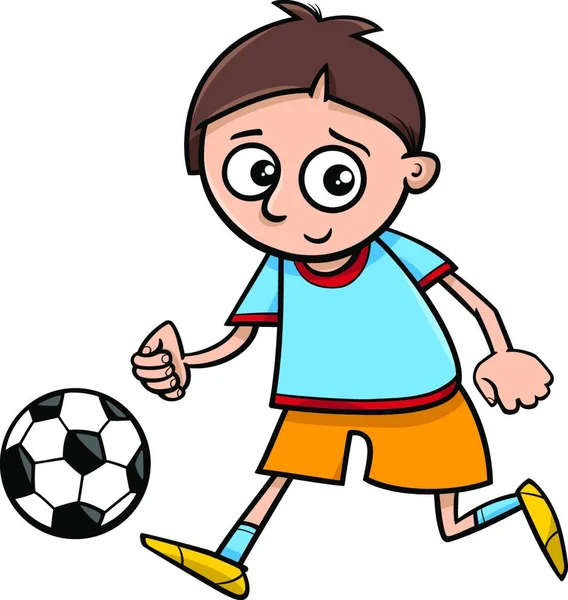 Ilustración Dibujos Animados Niño Jugando Fútbol Fútbol — Archivo Imágenes Vectoriales