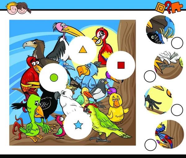 Cartoon Illustration Von Educational Match Elements Spiel Für Kinder Mit — Stockvektor