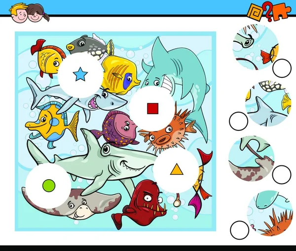 Cartoon Illustration Von Educational Match Elements Spiel Für Kinder Mit — Stockvektor