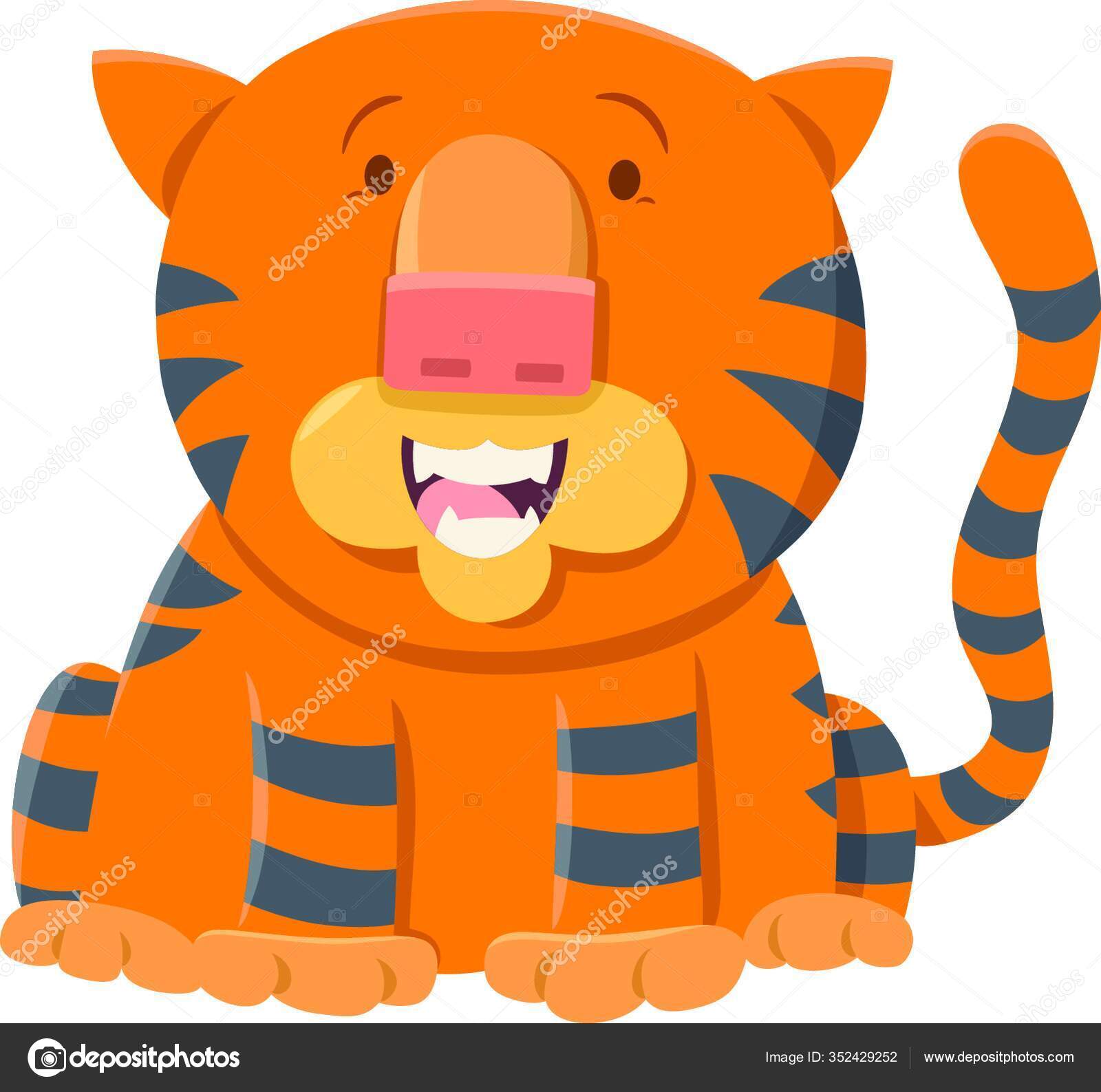 Kaplan Vahşi Kedi Hayvan Karakter Karikatür Çizimi Vektörel çizim