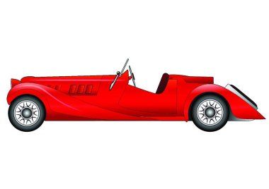 Illustration of the old classic race car on white background clipart