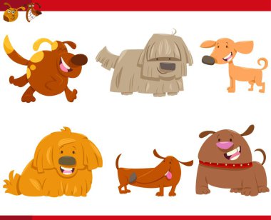 Cartoon Illustration of Cute Dogs or Puppies Animal Characters Set clipart