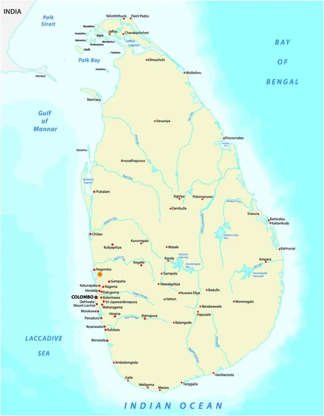 Mapa Sri Lanka Ilustração Vetorial — Vetor de Stock