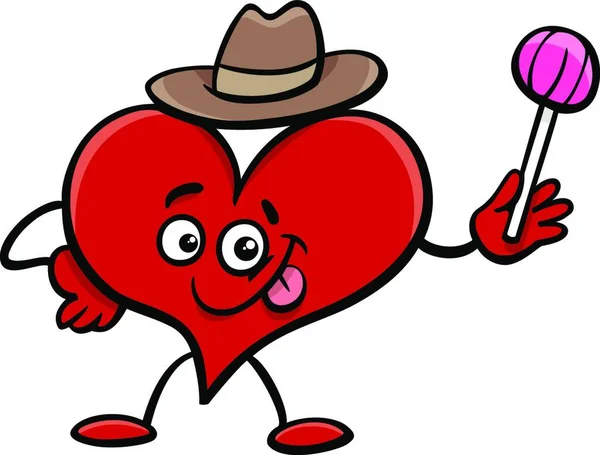 Cartoon Illustration Funny Heart Character Valentines Day — стоковий вектор