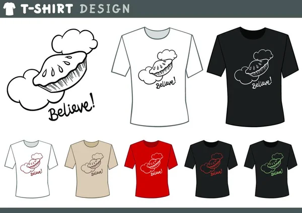 Ilustracja Szablonu Shirt Design Ciastem Niebie Tekst Believe — Wektor stockowy