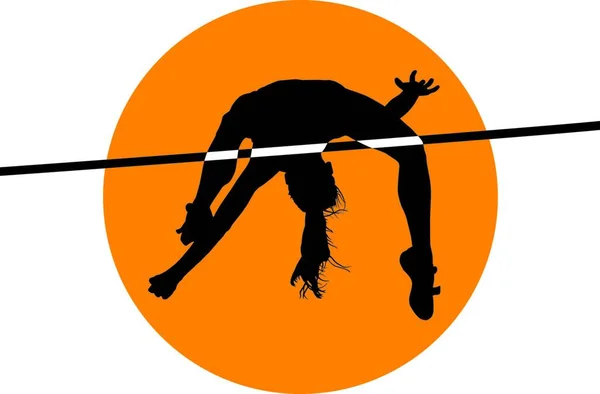 Atleta Masculina Ilustración Vectorial Silueta Negra Salto Alto — Vector de stock