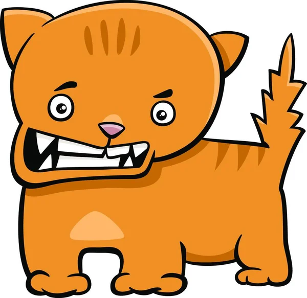 Kreslený Obrázek Zlobí Kočku Nebo Kotě Zvířat Charakteru — Stockový vektor