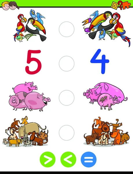 Cartoon Illustration Educational Mathematical Activity Játék Gyerekeknek Állati Karakterek — Stock Vector