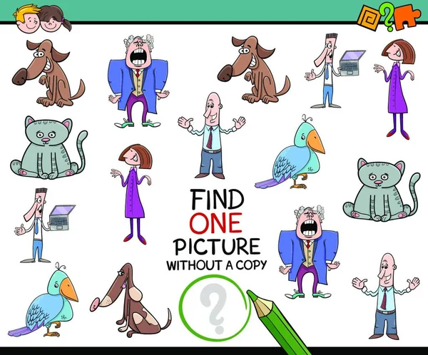 Desenhos Animados Ilustração Atividade Educativa Encontrar Uma Única Imagem Sem —  Vetores de Stock