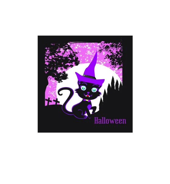 Cute Black Wizard Kitten — Stock Vector