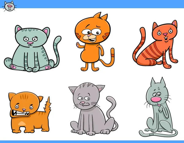 Komik Kediler Hayvan Karakterleri Çizgi Filmi — Stok Vektör